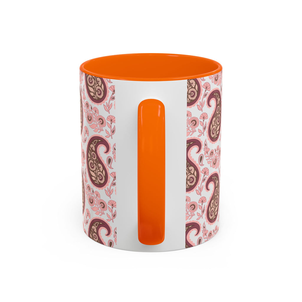 Pink Paisley Accent Coffee Mug — Decorative Floral Pattern 11/15oz