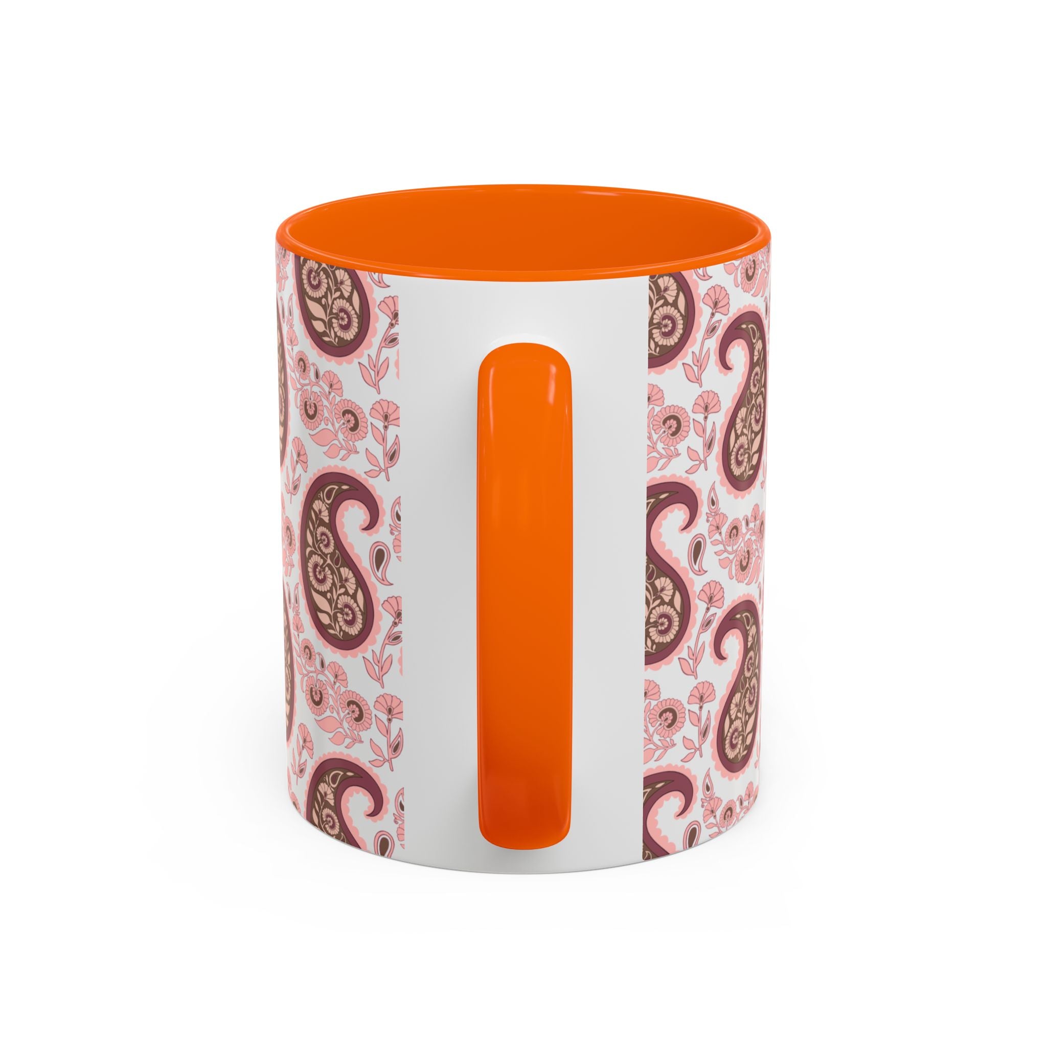 Pink Paisley Accent Coffee Mug — Decorative Floral Pattern 11/15oz