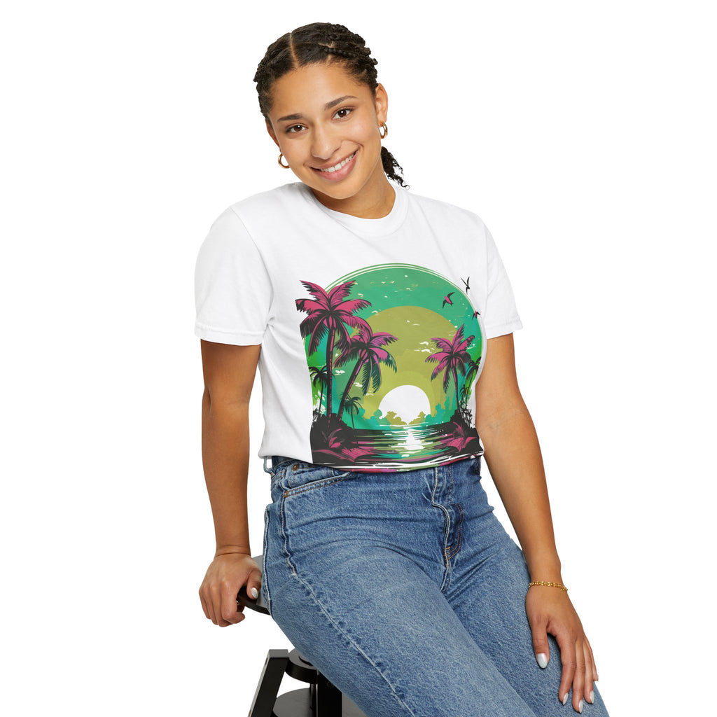 T-Shirt — Tropical Sunset Palm Beach Graphic Tee