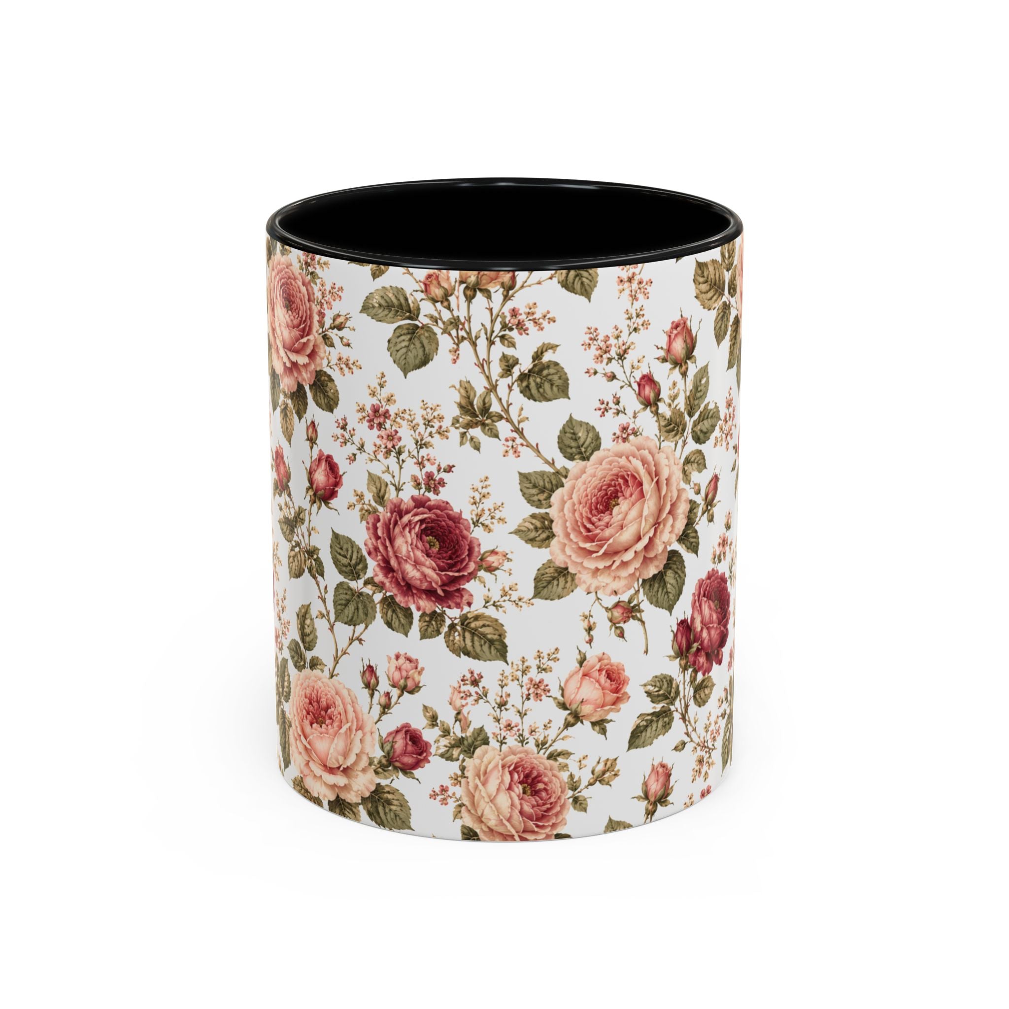 Floral Rose Accent Coffee Mug — Vintage Garden 11/15oz