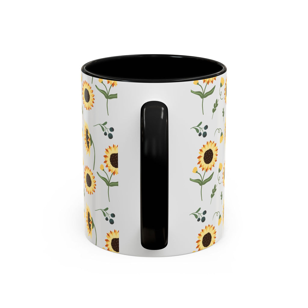 Sunflower Pattern Accent Coffee Mug — 11/15oz Ceramic Mug