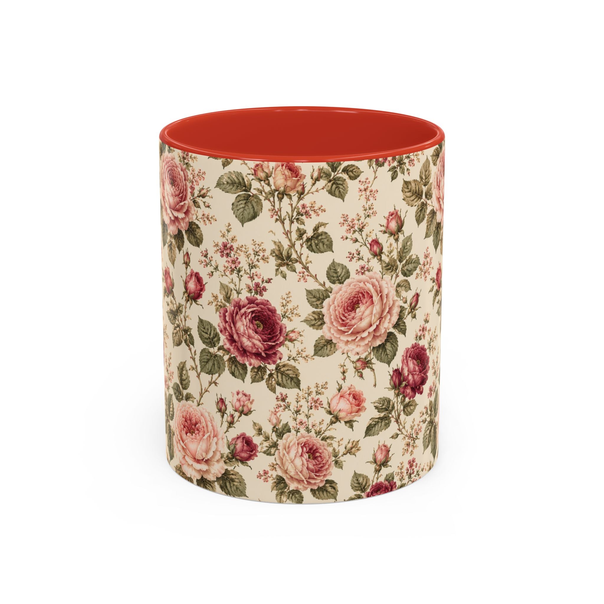Vintage Rose Accent Coffee Mug – Floral 11/15oz Ceramic Cup