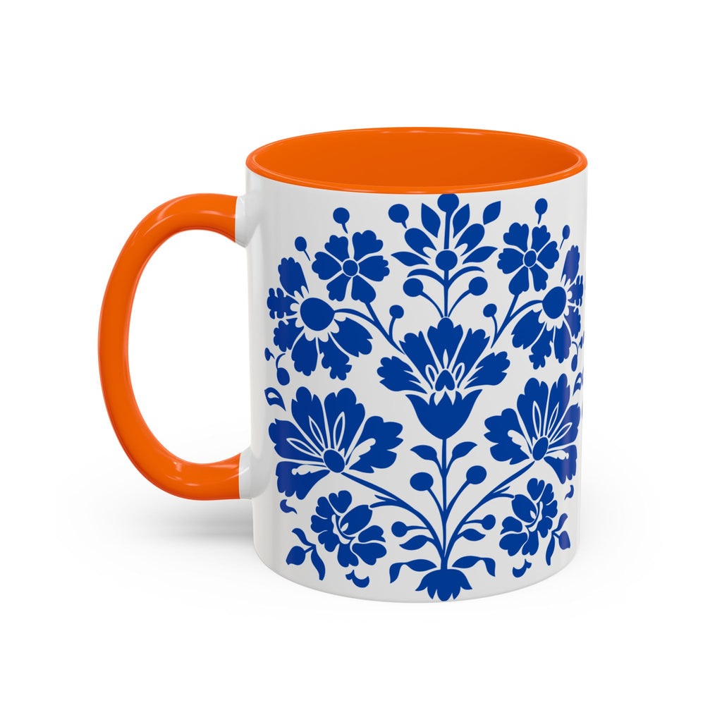 Blue Floral Accent Coffee Mug – Ceramic 11/15oz