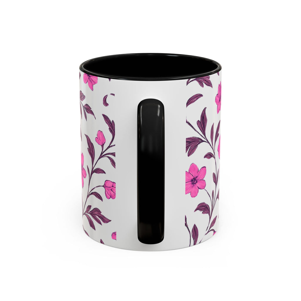 Pink Floral Accent Coffee Mug — 11/15oz