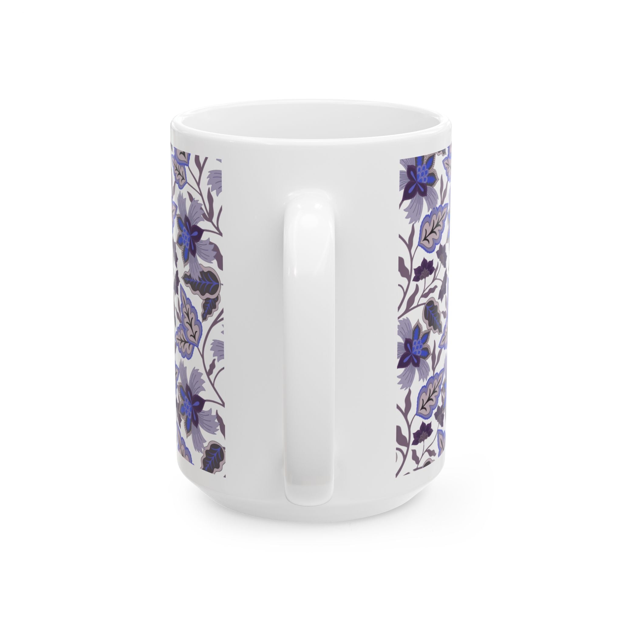 Floral Vine Ceramic Mug — Blue Vintage Pattern (11oz & 15oz)