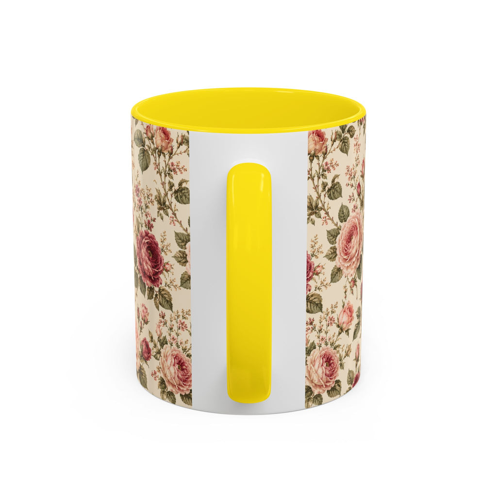 Vintage Rose Accent Coffee Mug – Floral 11/15oz Ceramic Cup