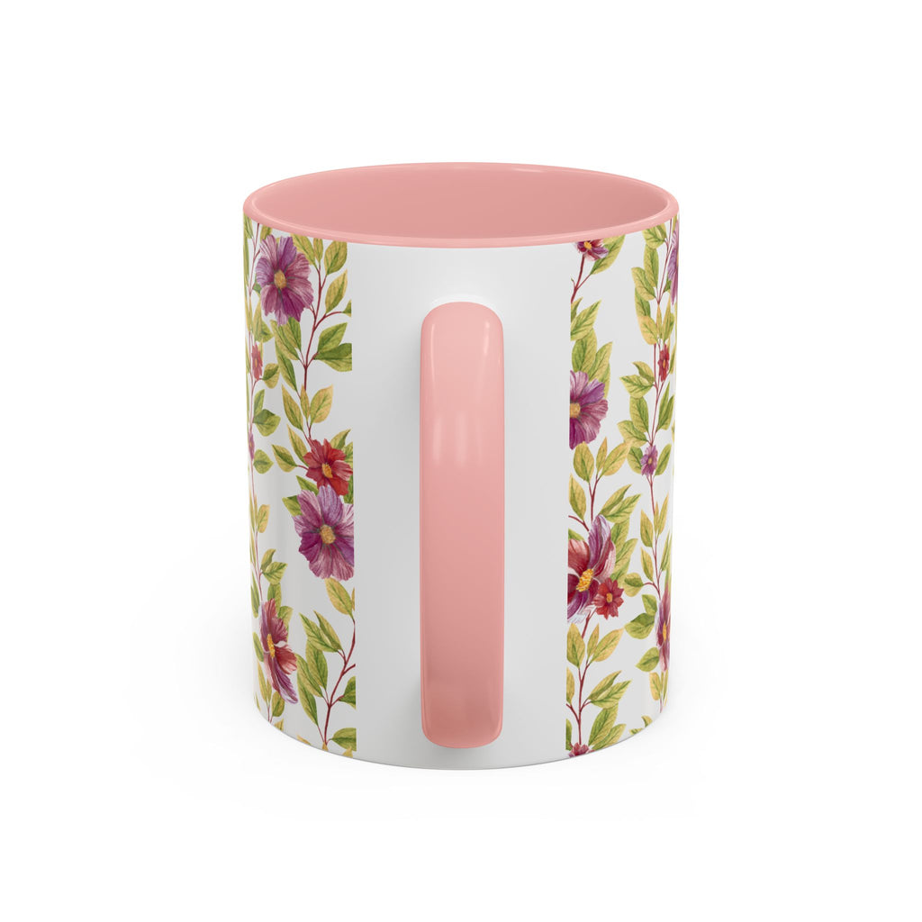 Floral Vine Accent Coffee Mug — Purple Watercolor Blossoms (11/15oz)