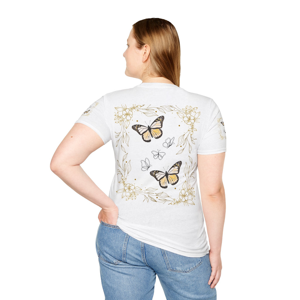 Butterfly Floral Tee — Yellow Monarch Nature Graphic T-Shirt