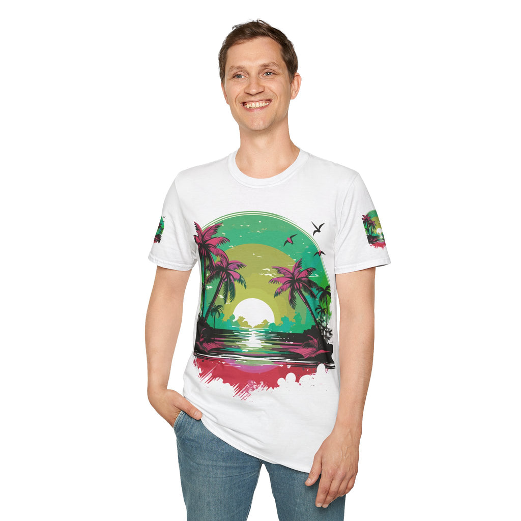 T-Shirt — Tropical Sunset Palm Beach Graphic Tee