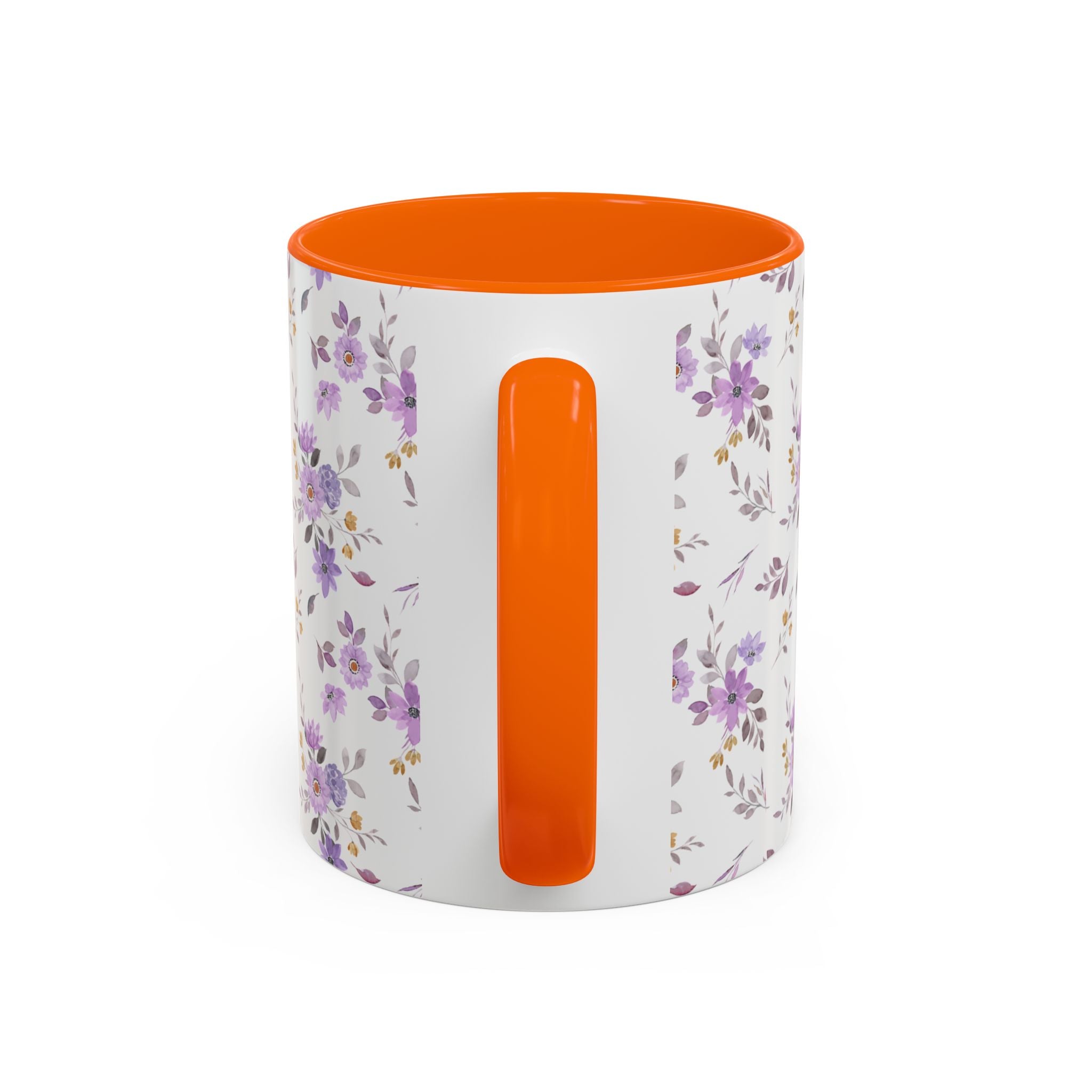 Floral Lavender Accent Coffee Mug — Purple Vintage Rose Pattern (11/15oz)