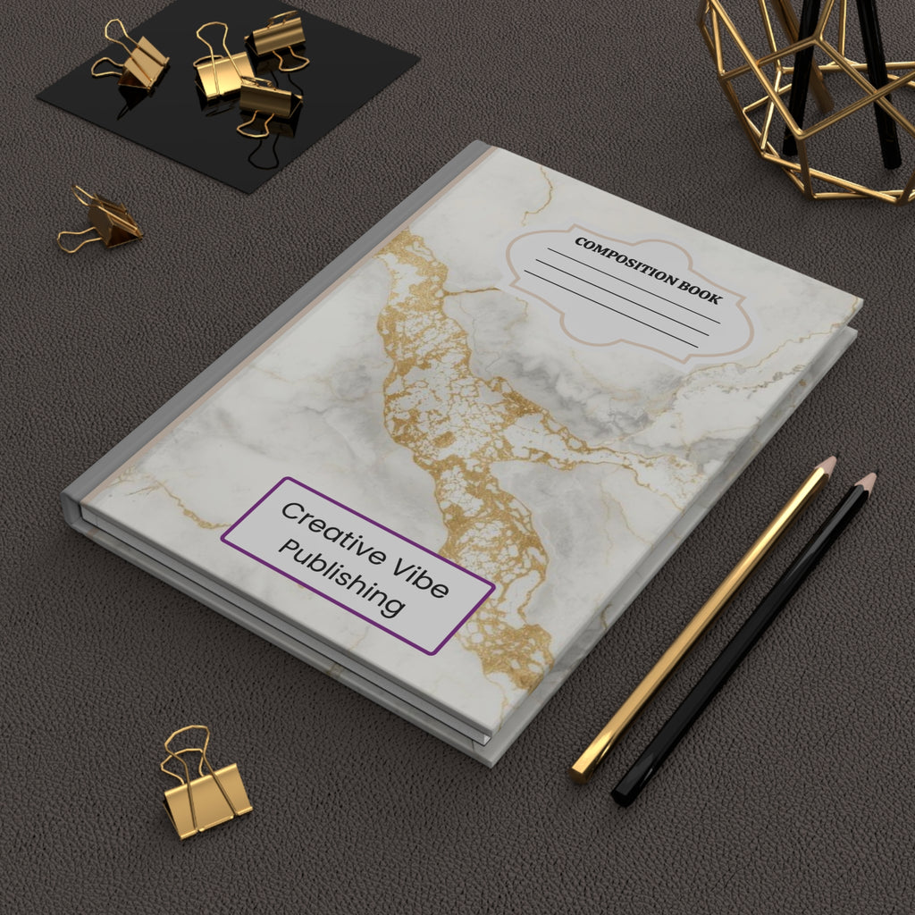 Marble & Gold Hardcover Journal — Elegant Composition Notebook.