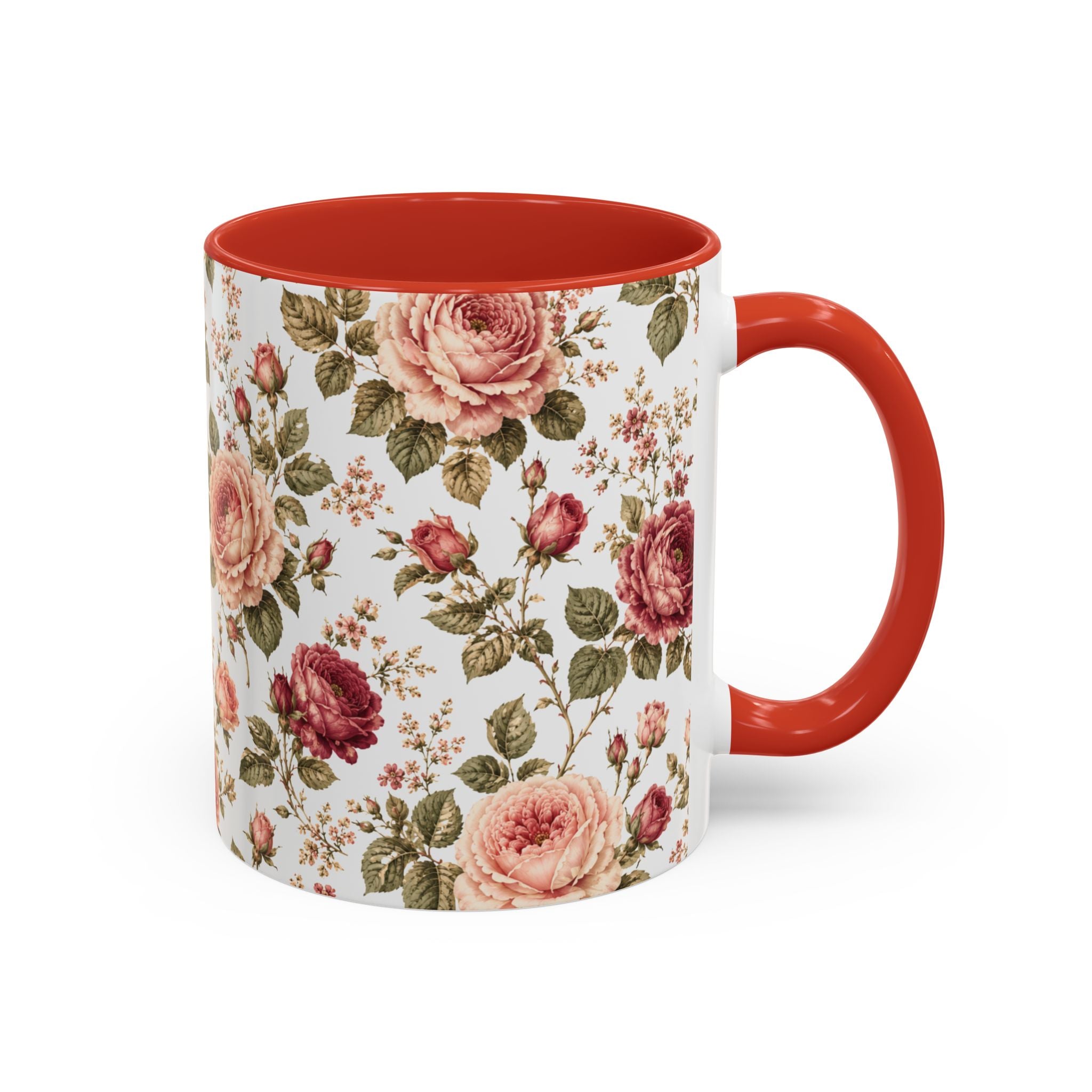 Floral Rose Accent Coffee Mug — Vintage Garden 11/15oz