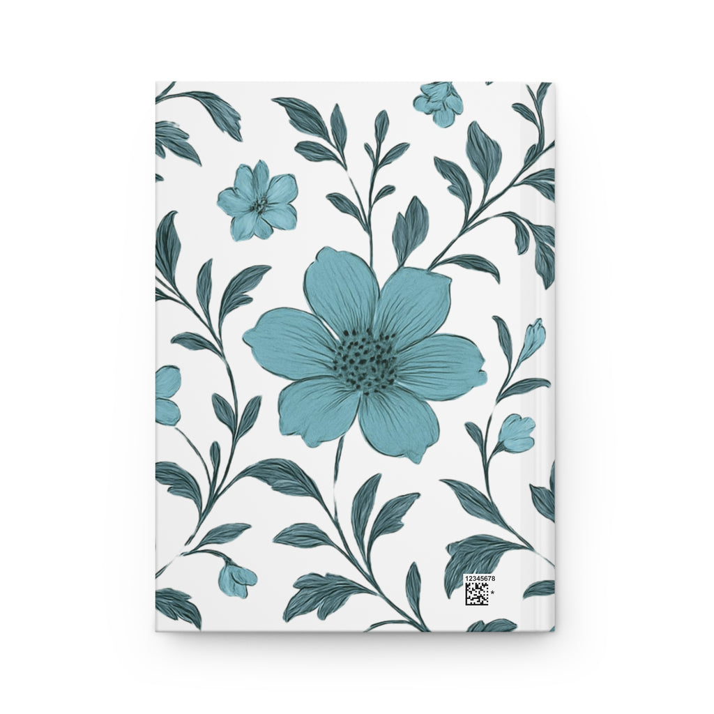 Floral Blue Hardcover Journal — Teal Bloom Notebook