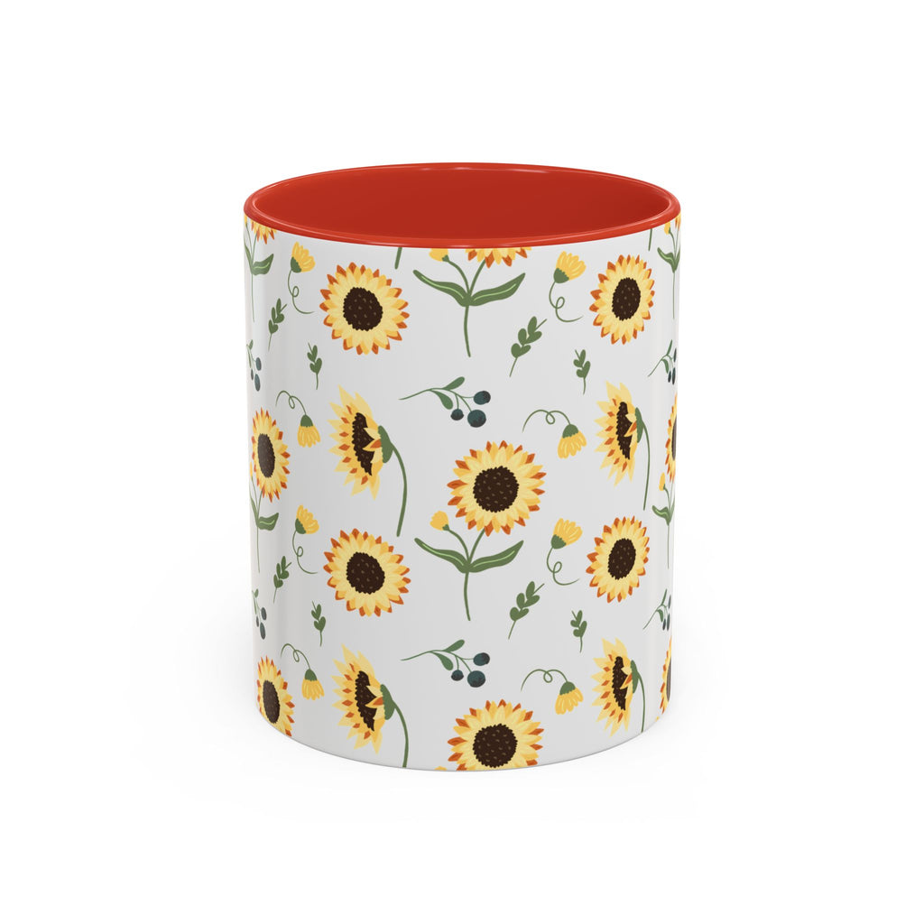 Sunflower Pattern Accent Coffee Mug — 11/15oz Ceramic Mug