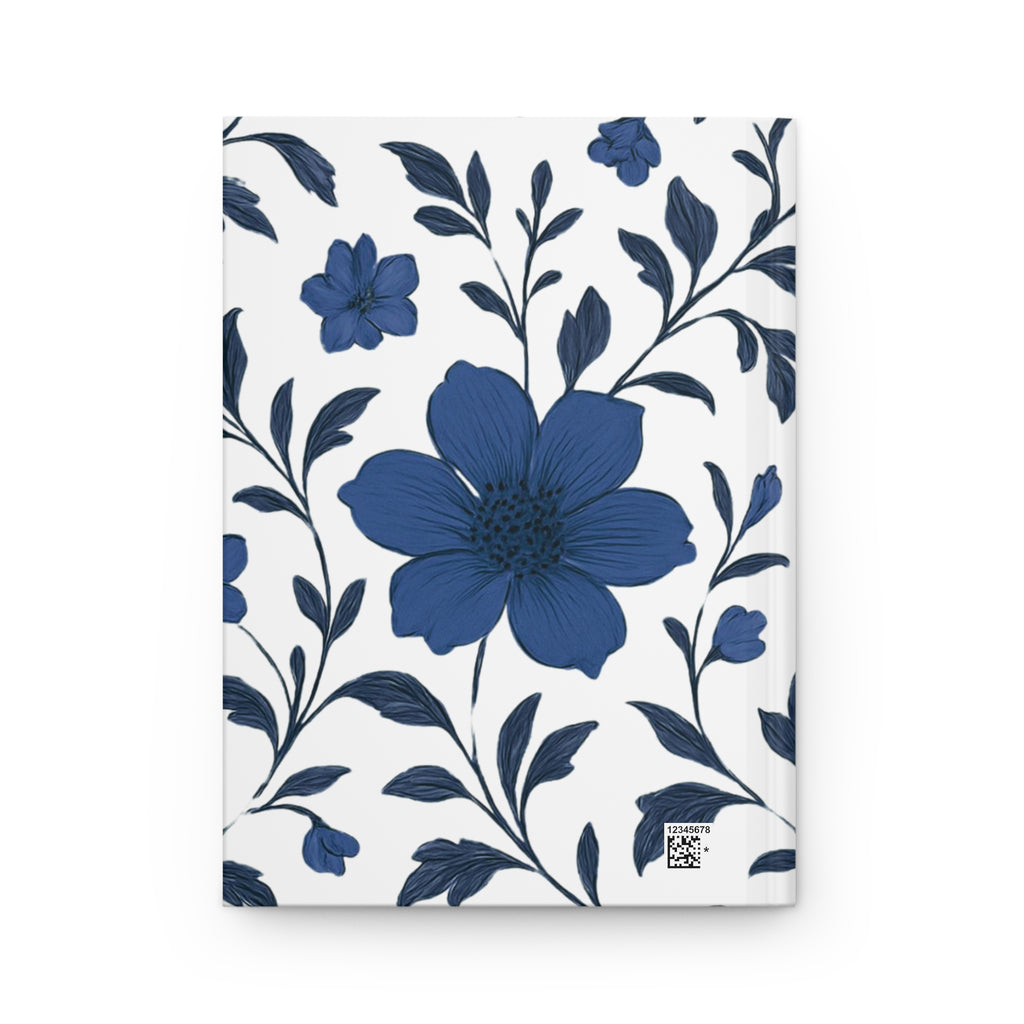Blue Floral Hardcover Journal — Matte Notebook for Notes & Daily Planning