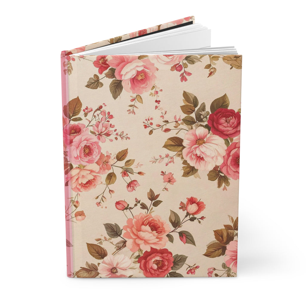 Floral Rose Hardcover Journal — Vintage Pink Notebook for Writing & Gifts