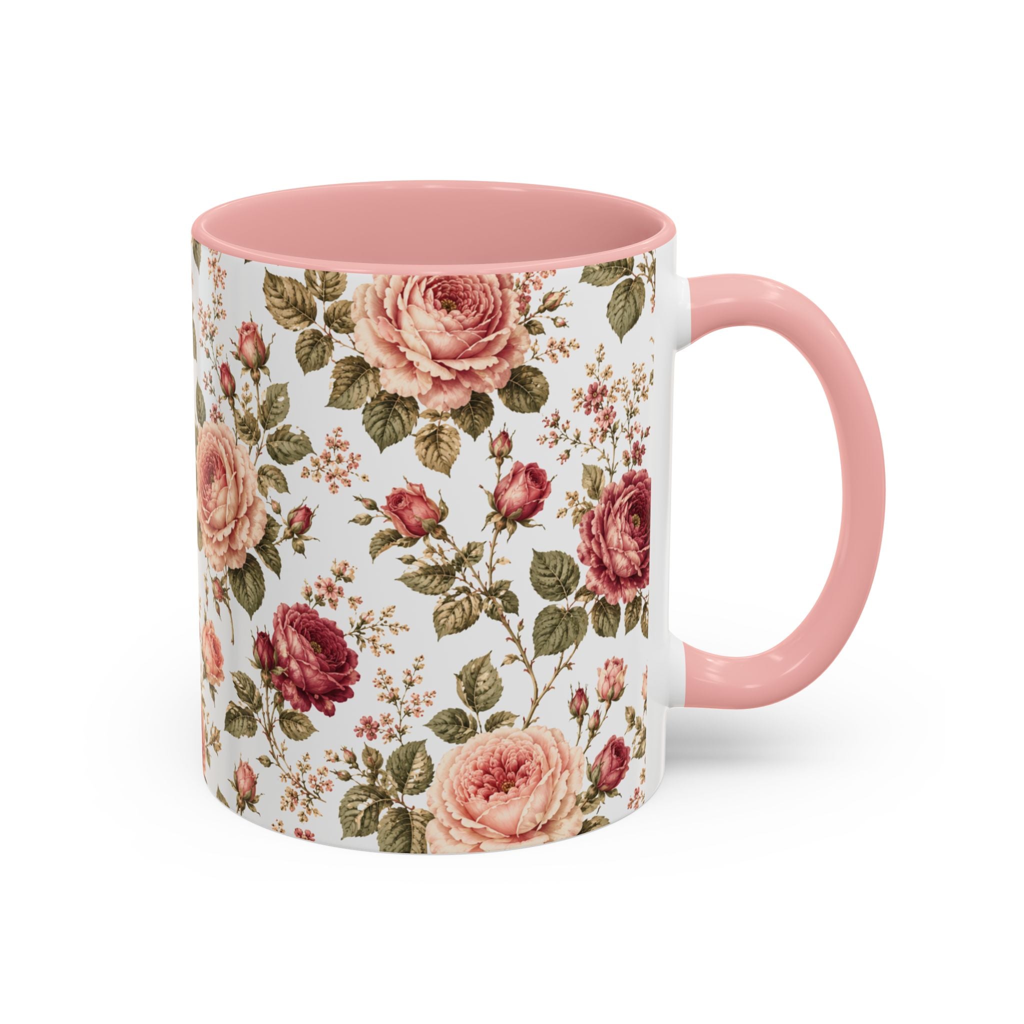 Floral Rose Accent Coffee Mug — Vintage Garden 11/15oz
