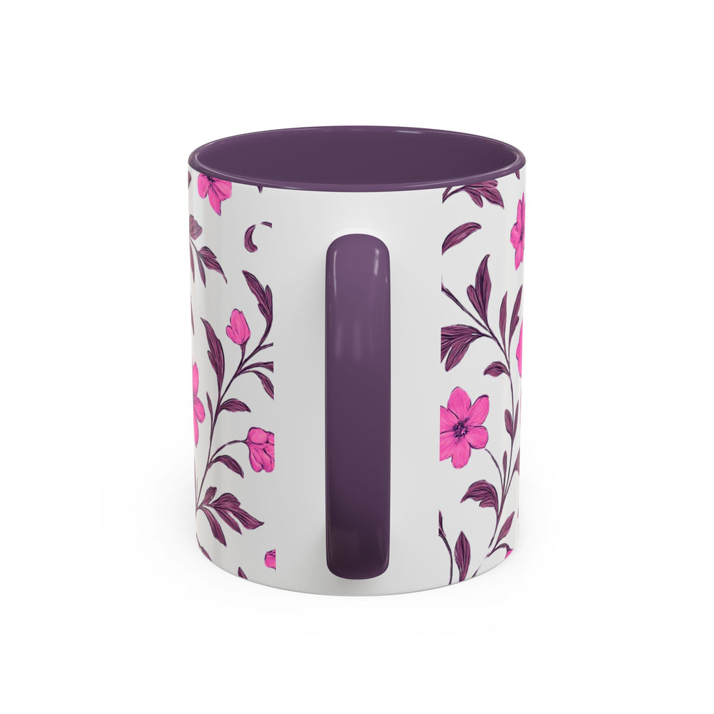 Pink Floral Accent Coffee Mug — 11/15oz