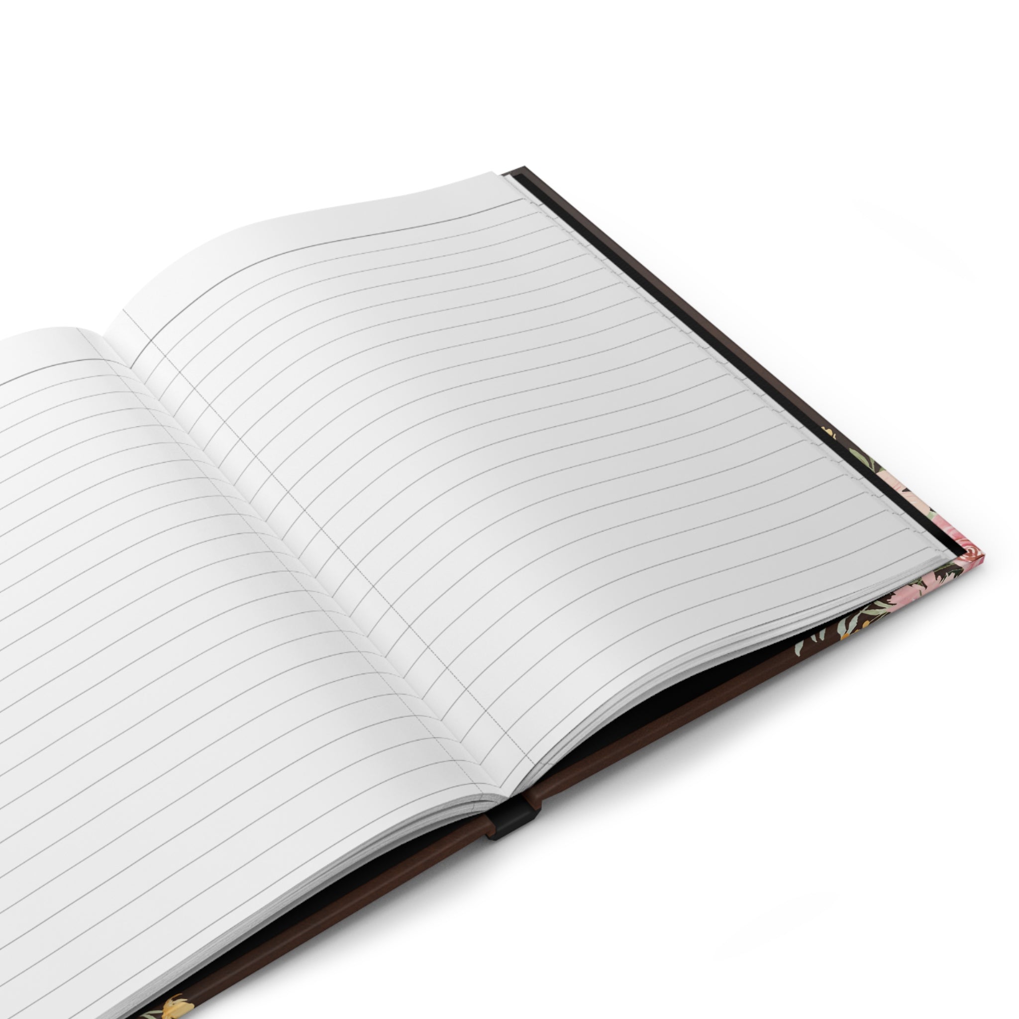 Hardcover Notebook — Brown Floral Leather-Look, College Ruled 150 Pages