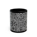 Black Ceramic Mug - Intricate Black & White Floral Pattern