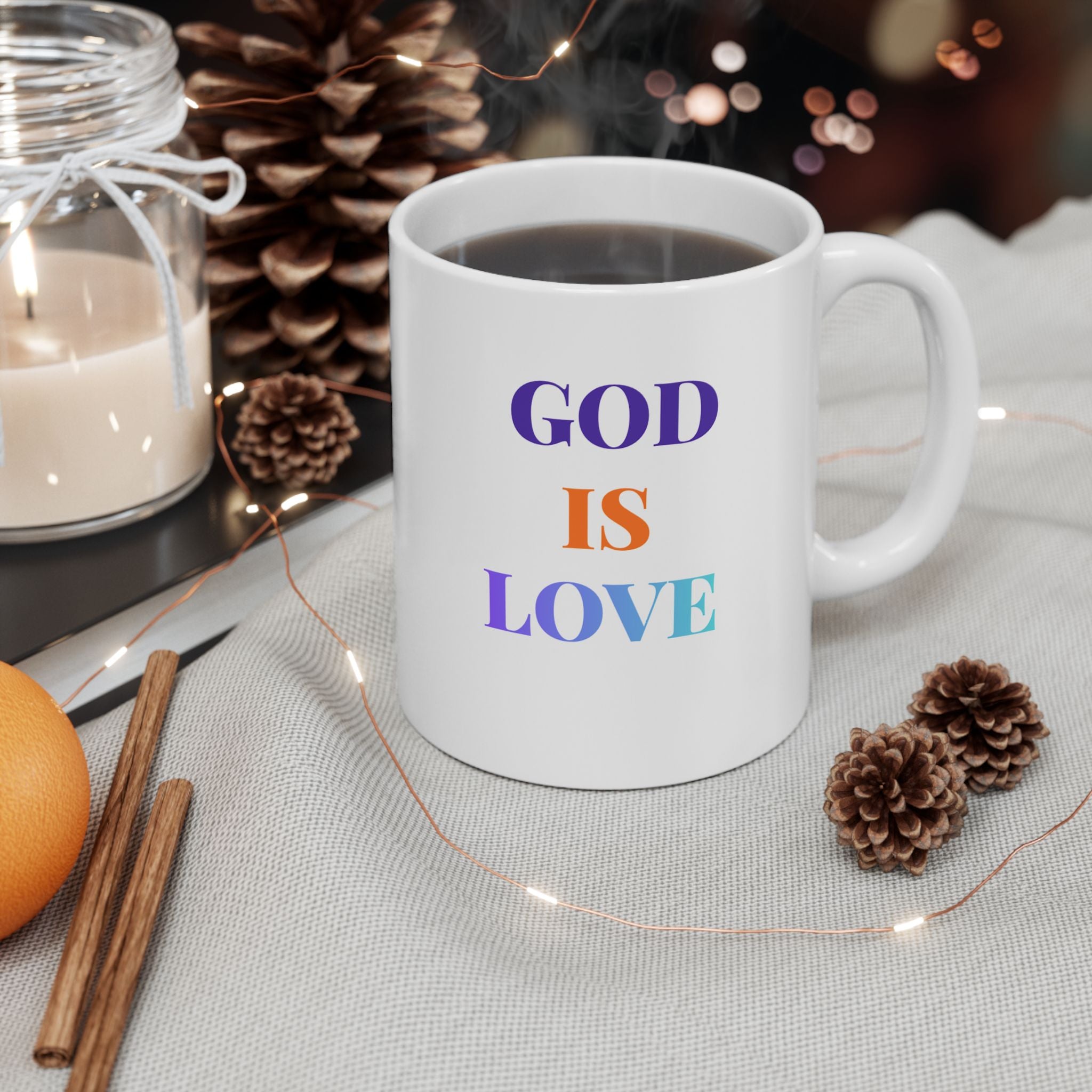 Inspirational Faith Mug – "God Is Love" Ceramic Coffee Cup (11oz & 15oz)