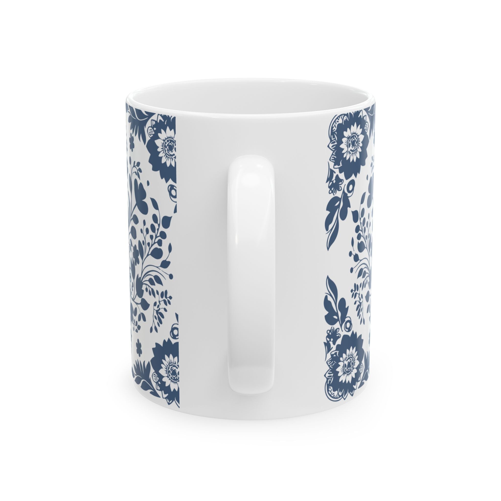 Blue Floral Ceramic Mug – Vintage Cottagecore Coffee Cup (11oz, 15oz)