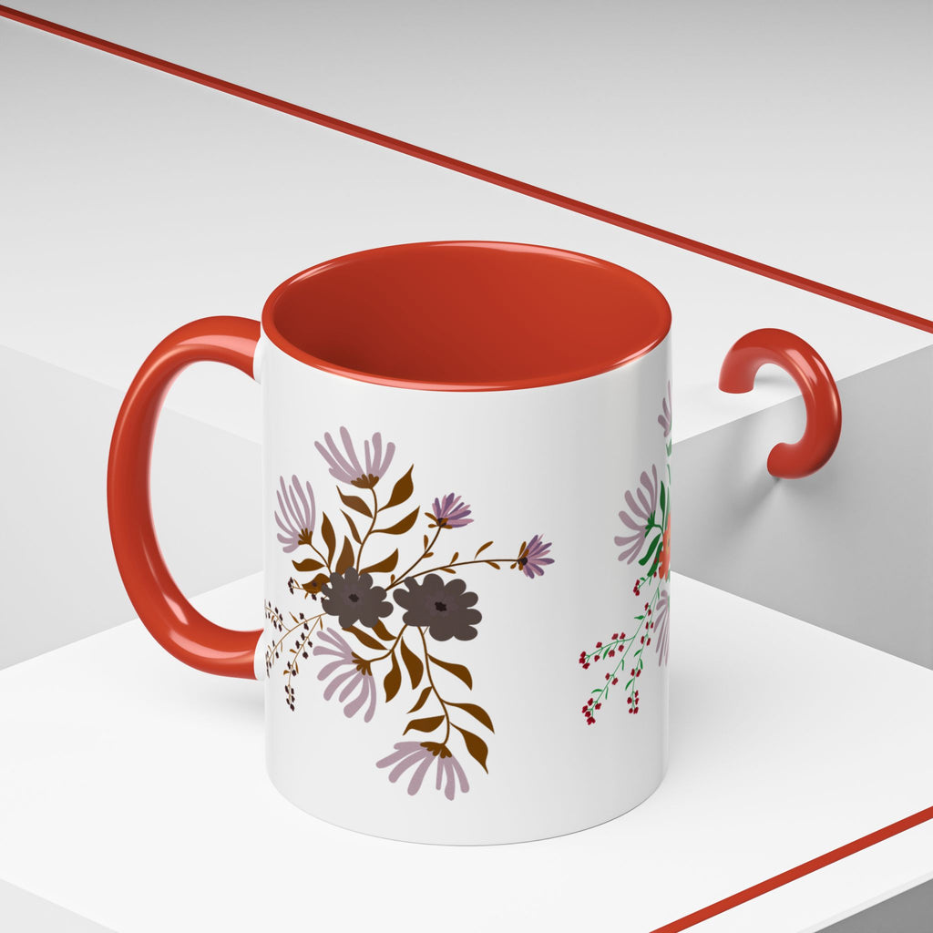 Floral Bouquet Accent Coffee Mug – Colorful Wildflower Design (11/15oz)