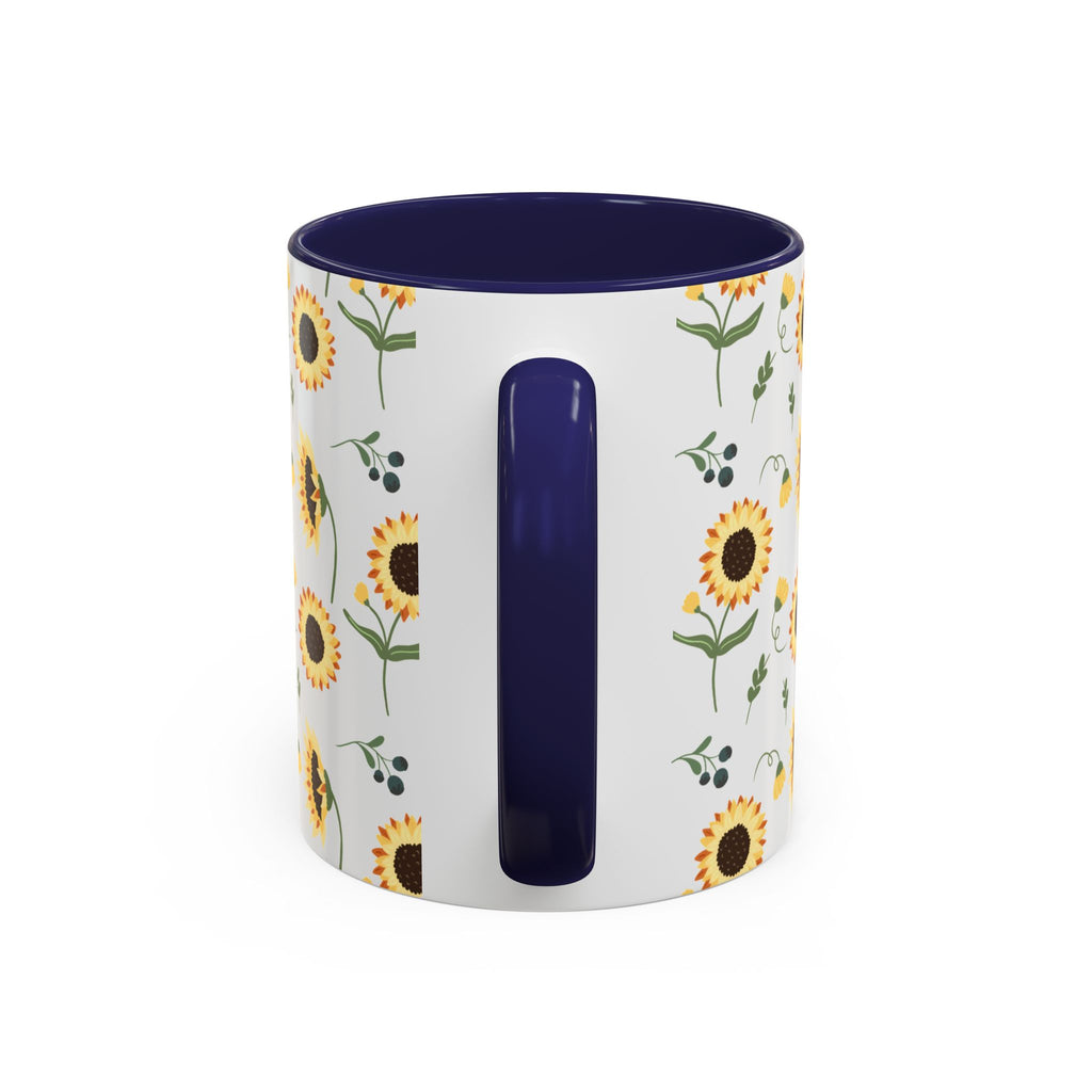 Sunflower Pattern Accent Coffee Mug — 11/15oz Ceramic Mug