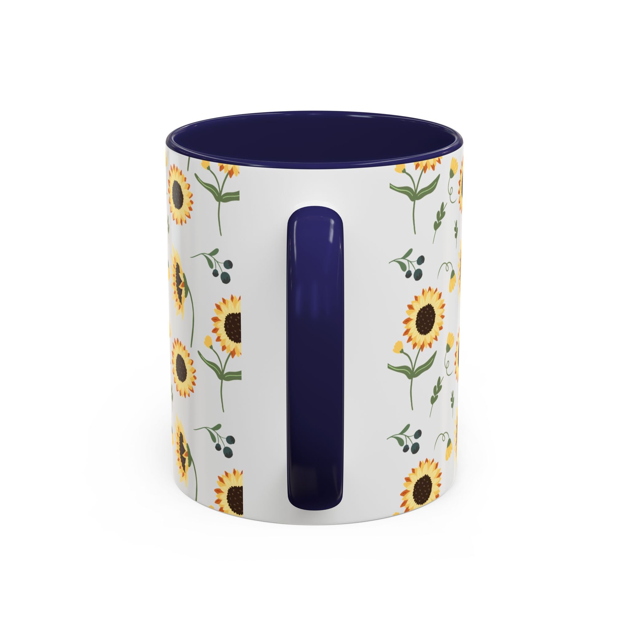 Sunflower Pattern Accent Coffee Mug — 11/15oz Ceramic Mug