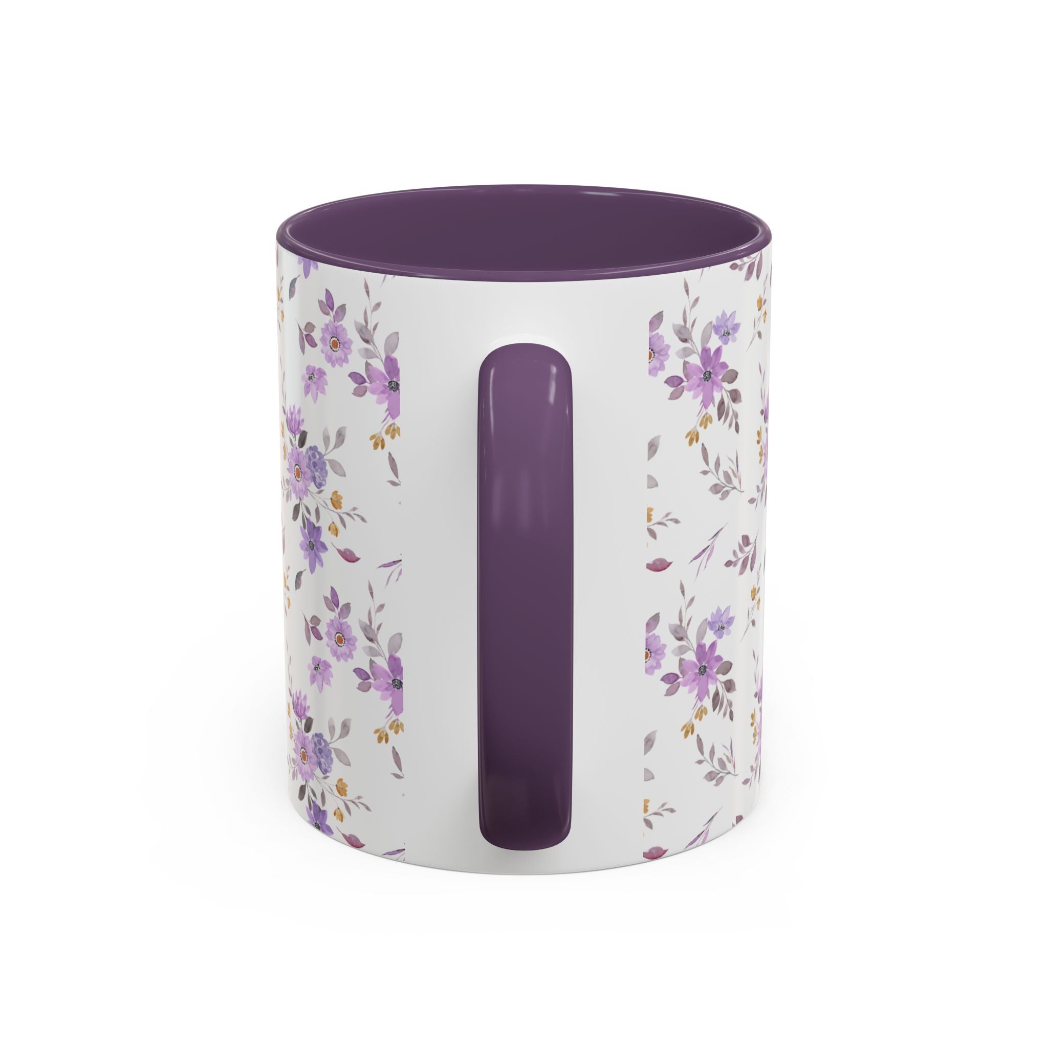 Floral Lavender Accent Coffee Mug — Purple Vintage Rose Pattern (11/15oz)