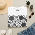 Floral Vintage Tile T‑Shirt — Black & White Botanical Pattern
