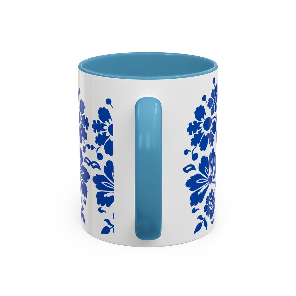 Blue Floral Accent Coffee Mug – Ceramic 11/15oz