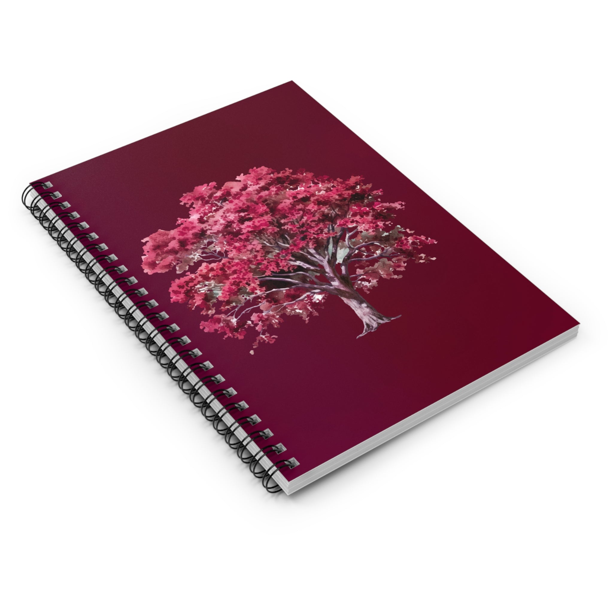 Crimson Blossom Tree Spiral Notebook — Ruled Journal for Notes & Sketches