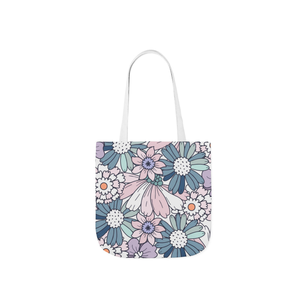 Floral Canvas Tote Bag — Pastel Daisy Garden Print