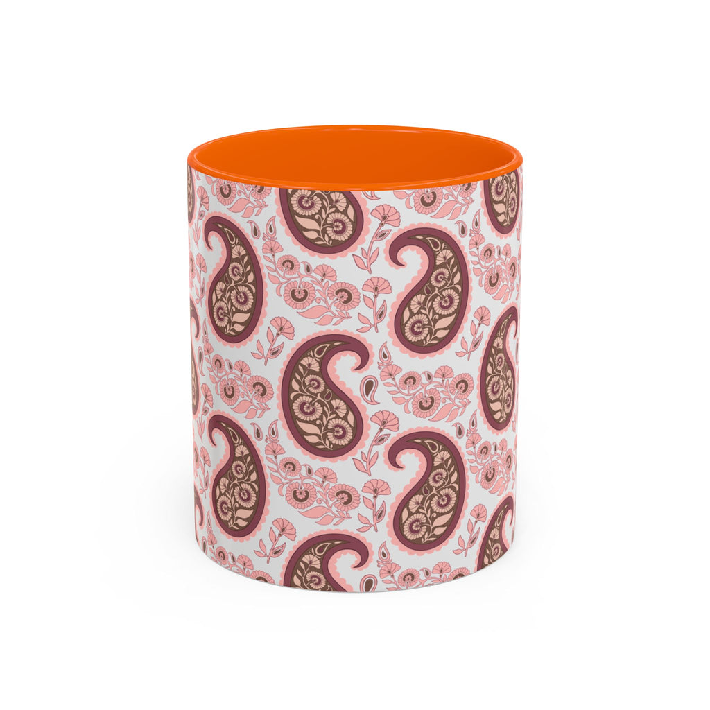 Pink Paisley Accent Coffee Mug — Decorative Floral Pattern 11/15oz