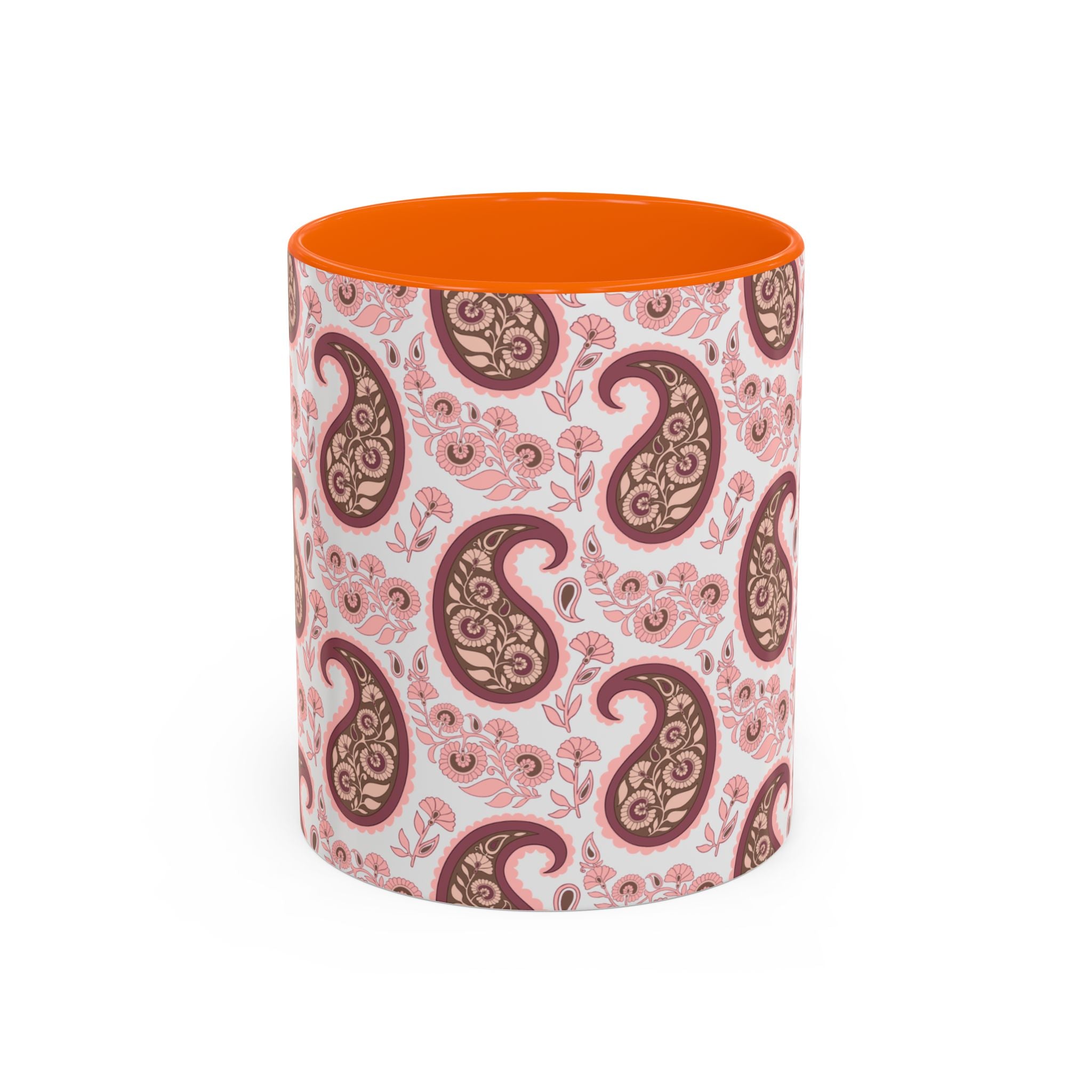 Pink Paisley Accent Coffee Mug — Decorative Floral Pattern 11/15oz