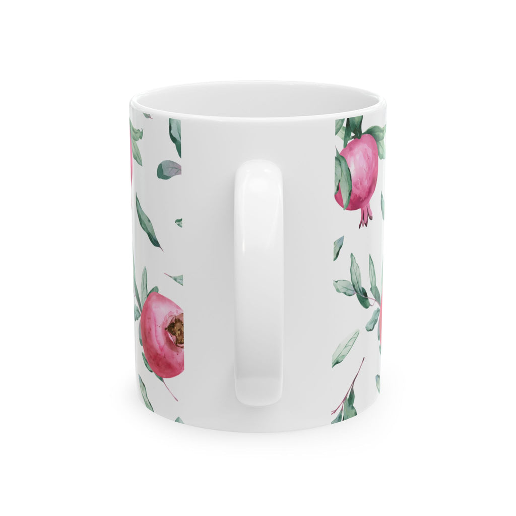 Pomegranate Watercolor Ceramic Mug — Floral Kitchen Coffee Cup (11oz & 15oz)
