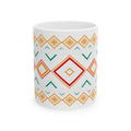 Boho Geometric Ceramic Mug – Colorful Aztec Diamond Pattern (11oz & 15oz)