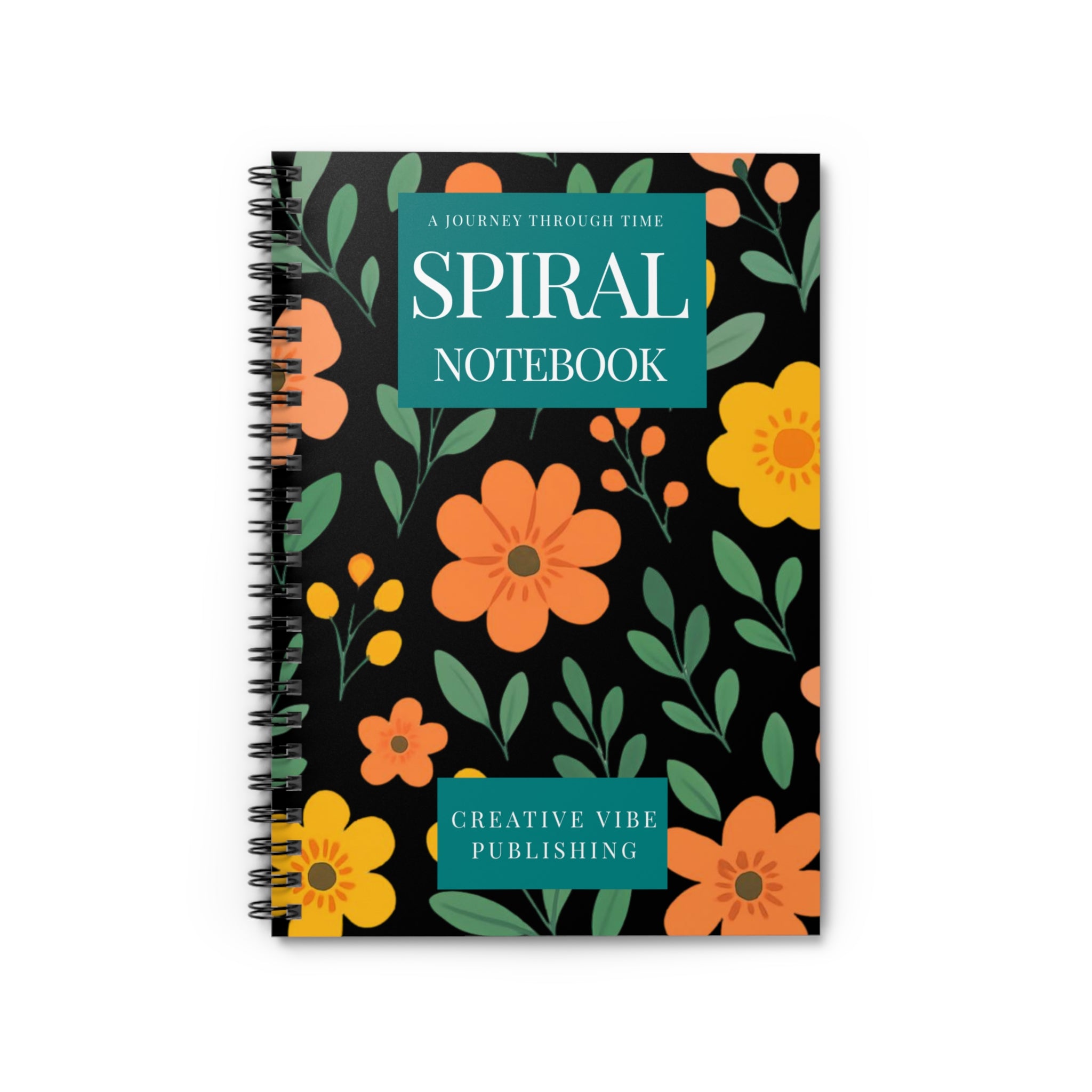 Floral Spiral Notebook — Ruled Lined Journal with 'Spiral Notebook' Cover