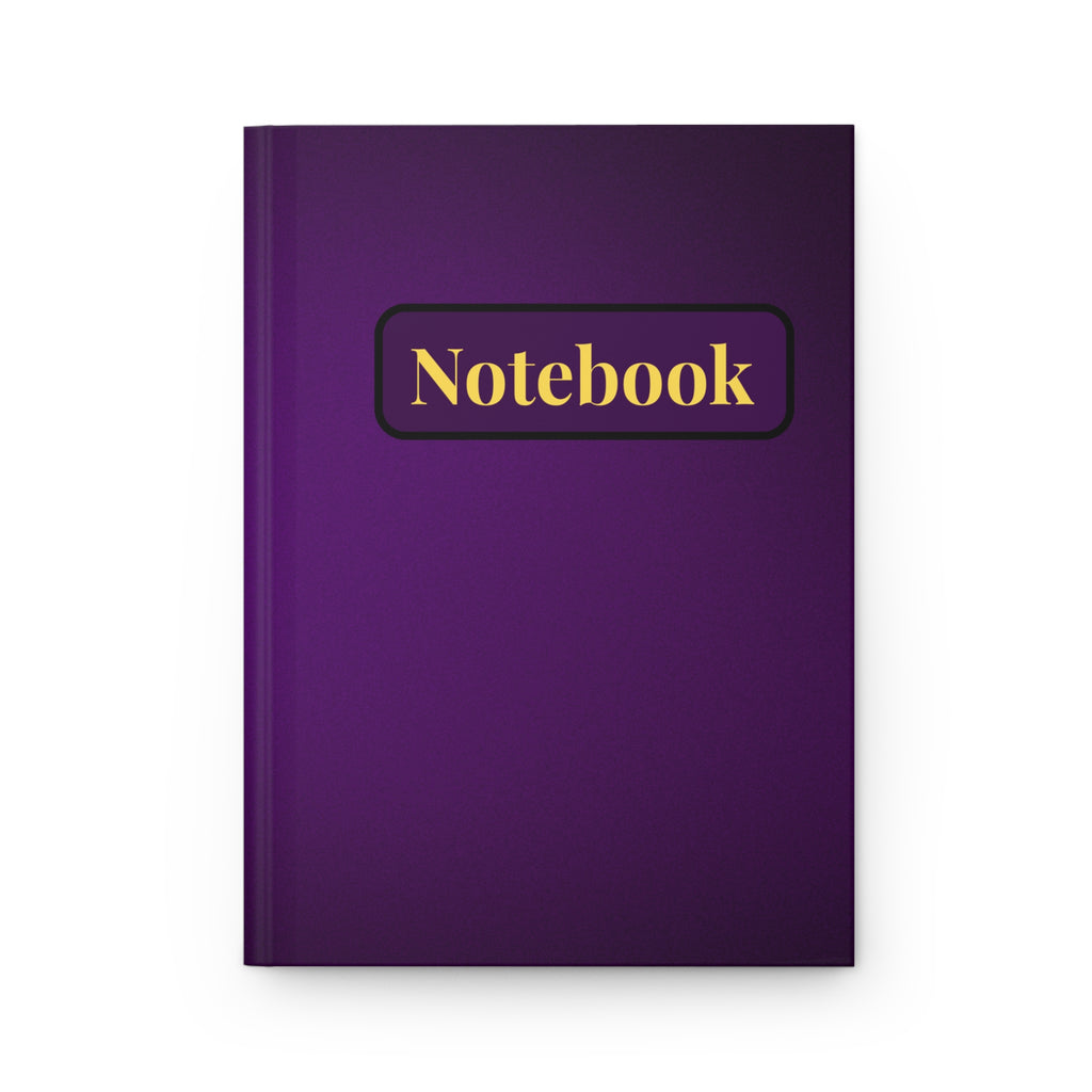 Purple Hardcover Notebook – "Notebook" Gold Label Journal for Notes & Creative Vibes
