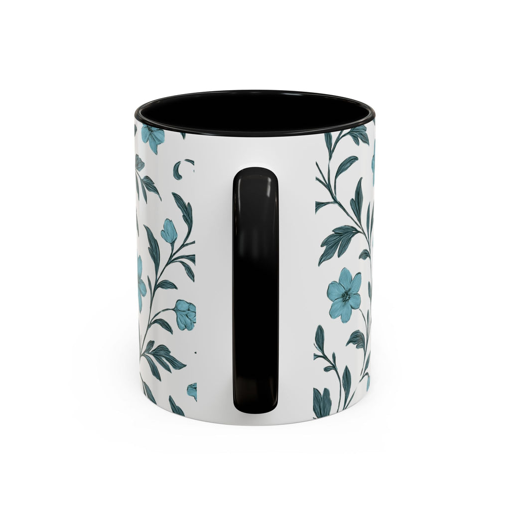 Teal Floral Accent Coffee Mug (11/15oz) – Ceramic Tea & Coffee Cup