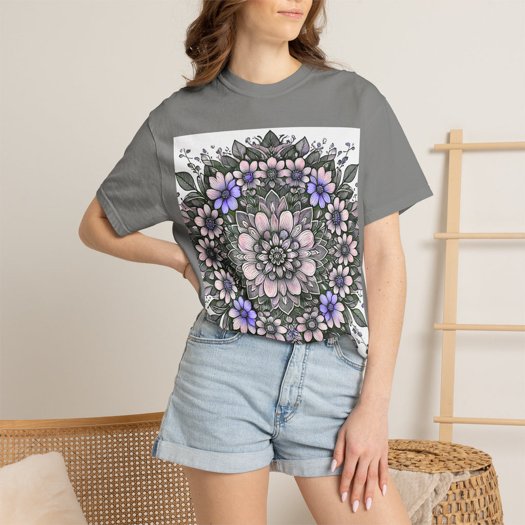 Floral Mandala T-Shirt — Pastel Garden Blossom Tee