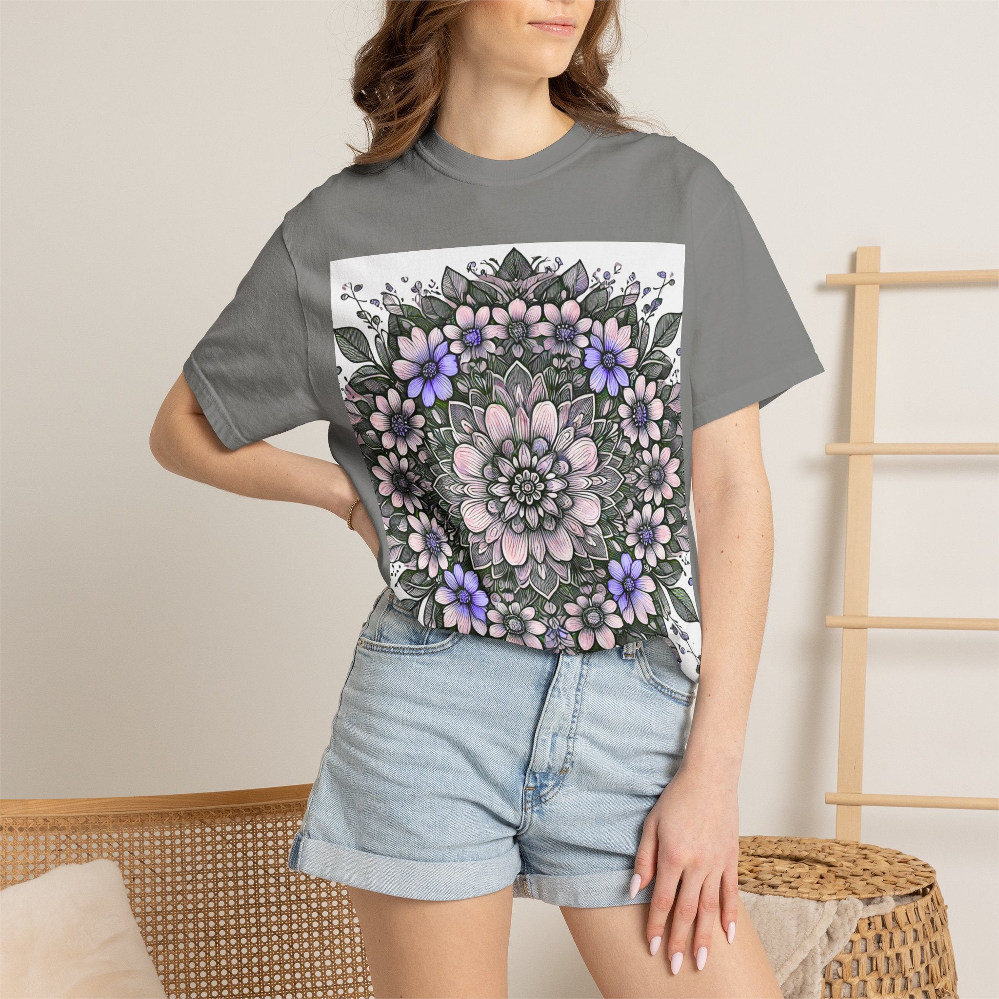 Floral Mandala T-Shirt — Pastel Garden Blossom Tee