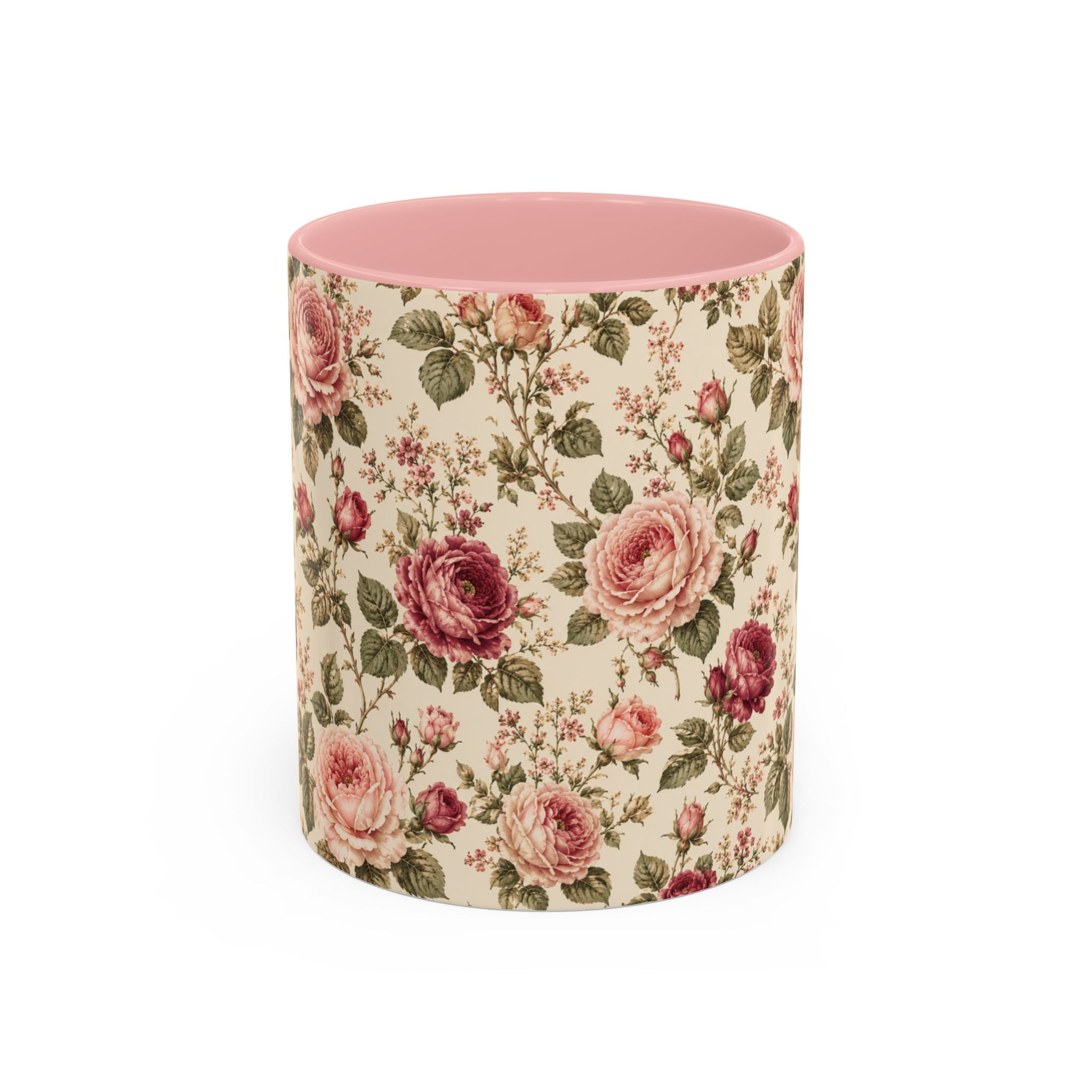 Vintage Rose Accent Coffee Mug – Floral 11/15oz Ceramic Cup