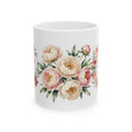 Floral Peony Ceramic Mug (11oz & 15oz) — Vintage Pink Rose Coffee Cup