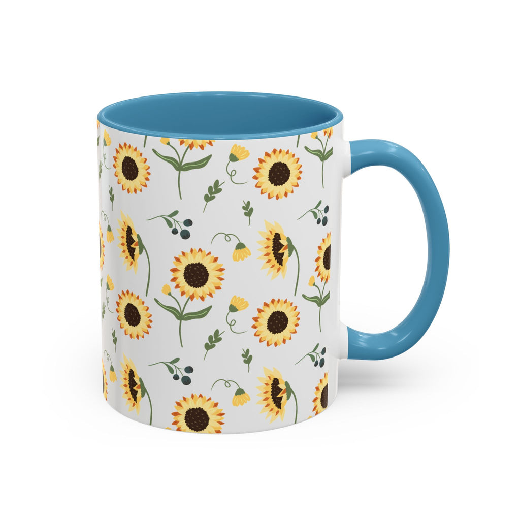 Sunflower Pattern Accent Coffee Mug — 11/15oz Ceramic Mug