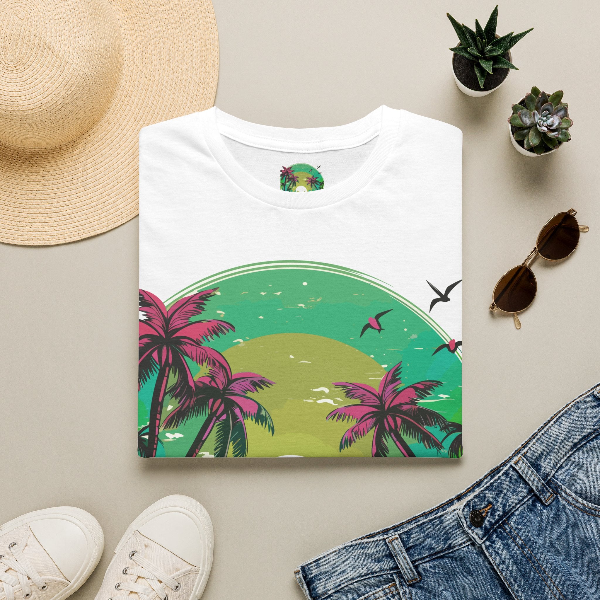 T-Shirt — Tropical Sunset Palm Beach Graphic Tee