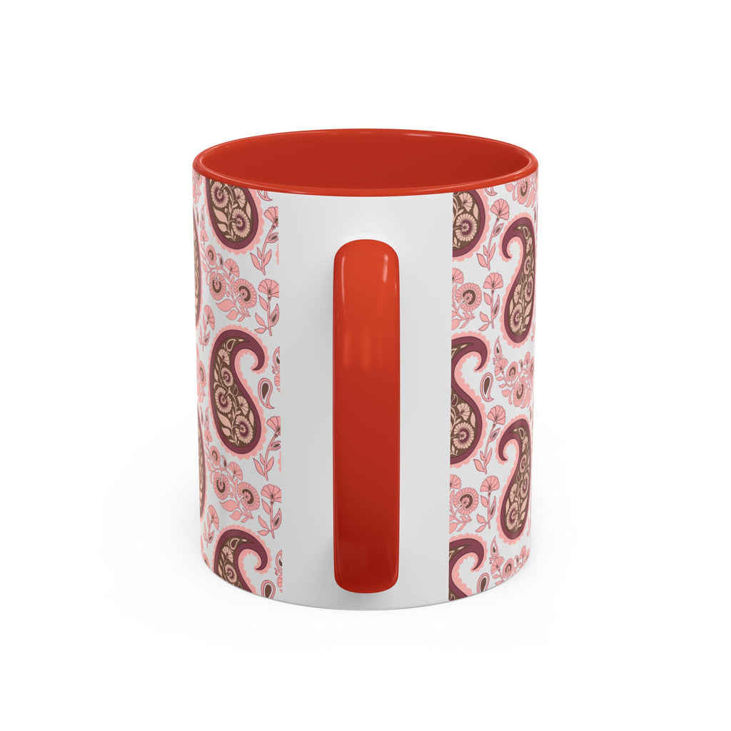 Pink Paisley Accent Coffee Mug — Decorative Floral Pattern 11/15oz