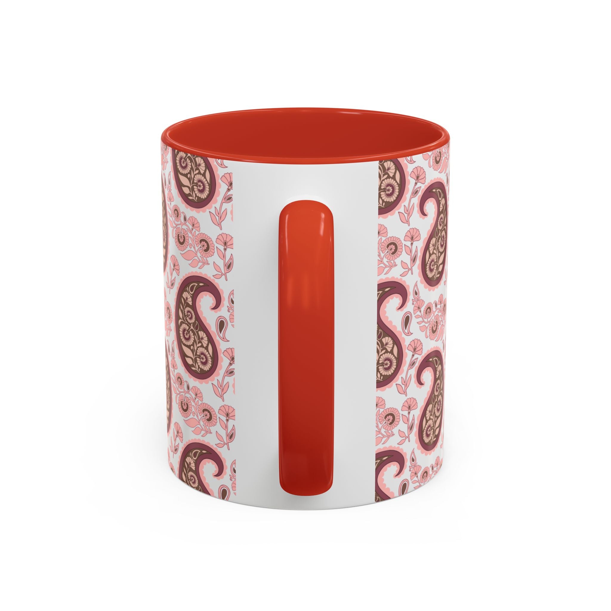 Pink Paisley Accent Coffee Mug — Decorative Floral Pattern 11/15oz
