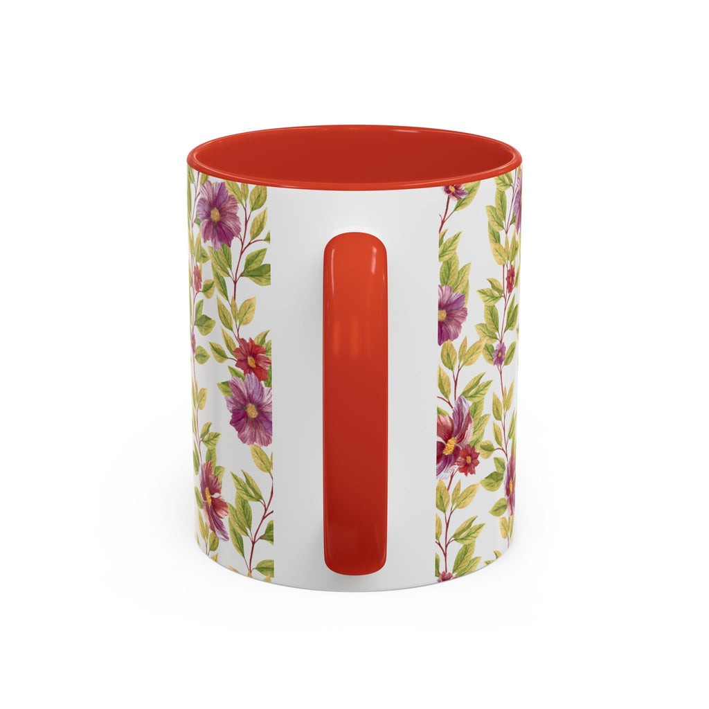 Floral Vine Accent Coffee Mug — Purple Watercolor Blossoms (11/15oz)